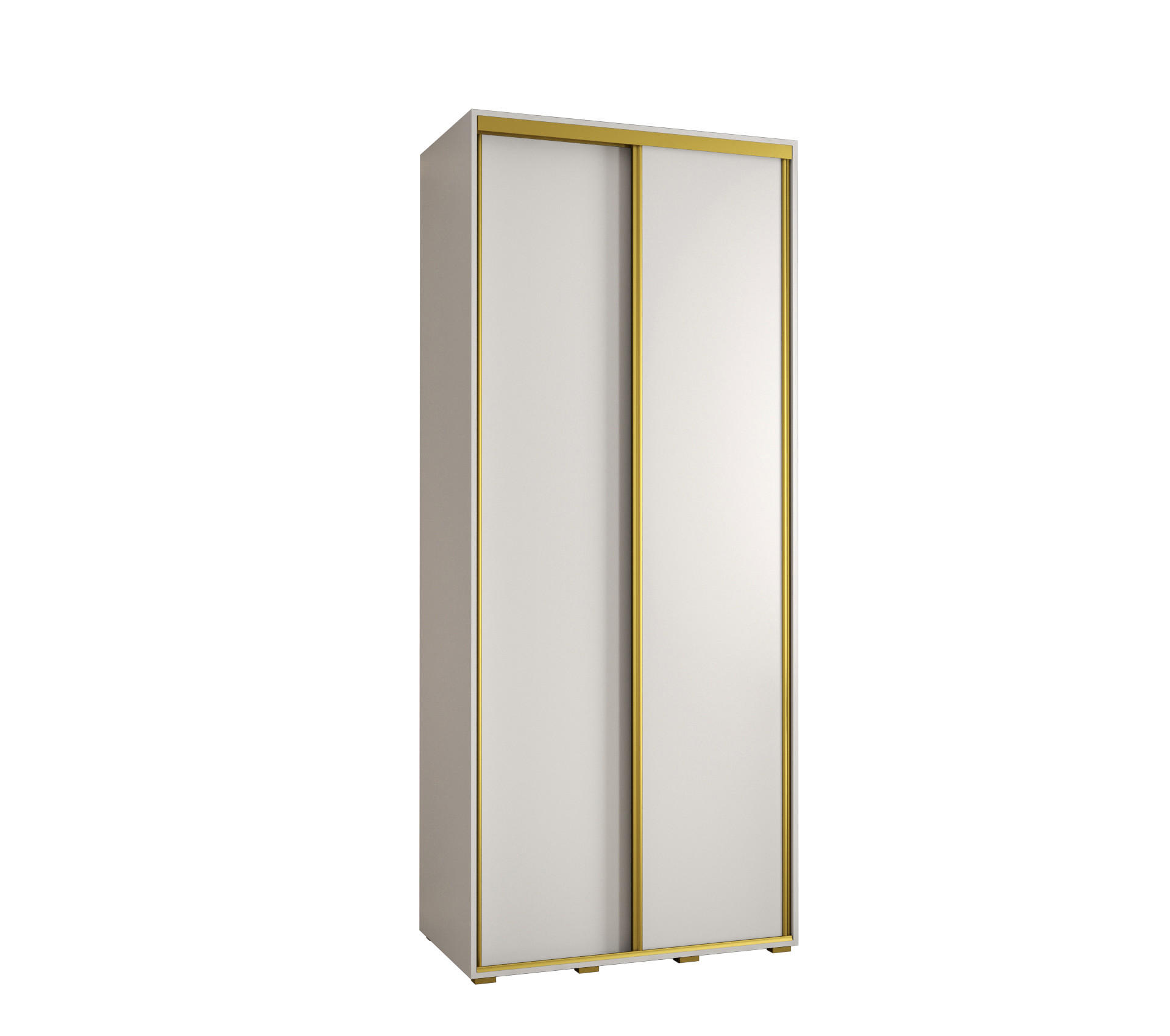 Abiks Möbel Schwebetürenschrank Weiß, Weiß, Gold 120x235x45 cm