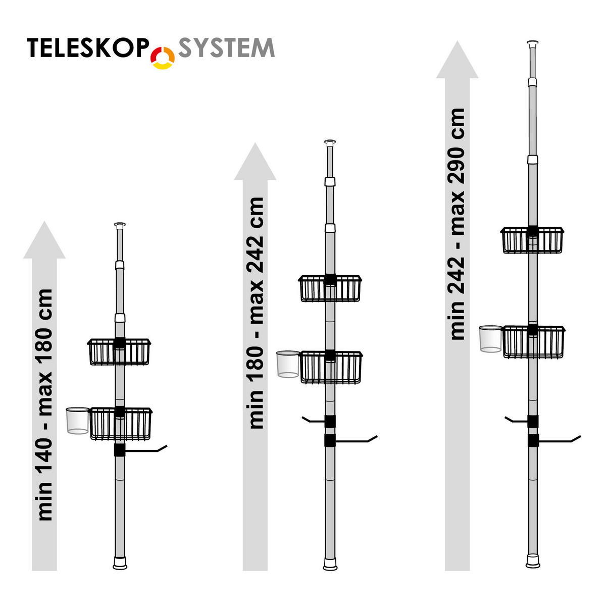 BADREGAL, weiß - Weiß, Metall (34.5/290/14cm) - bremermann