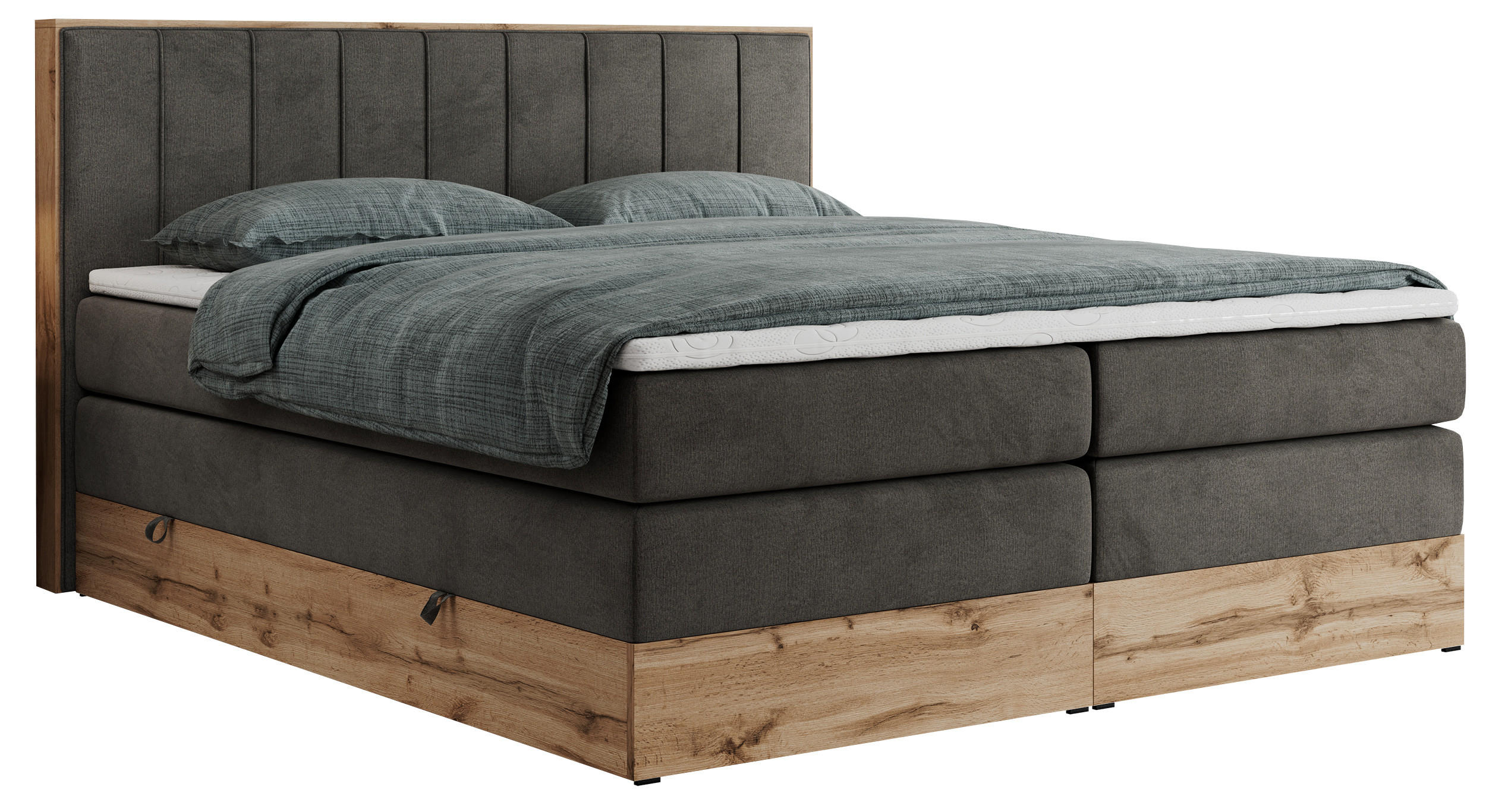 BOXSPRINGBETT BELLISSIMO KING 140/200 Dunkelgrau Velvet - H3 - Dunkelgrau, Holz/Textil (140/200cm) - MKS