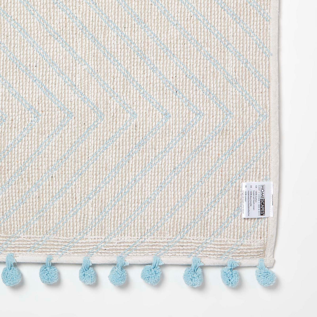 BADEMATTE 50/80 cm Chevron, Baumwolle - Hellblau, Textil (50/80cm) - Homescapes