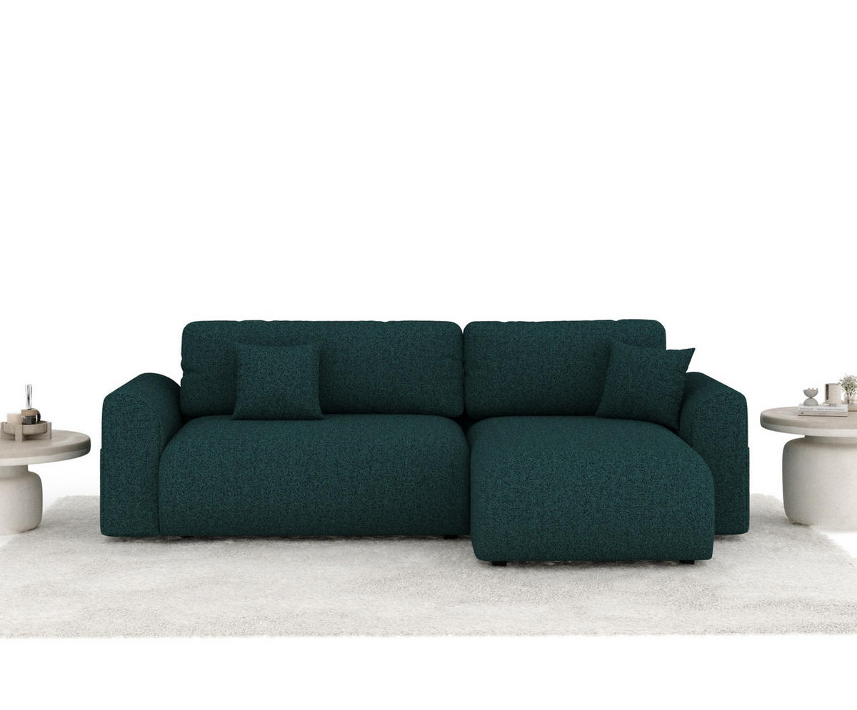 ECKSOFA MIT SCHLAFFUNKTION Bodega Grün Webstoff - Schwarz/Grün, Holz/Holzwerkstoff (235/138cm) - Maison de Reve