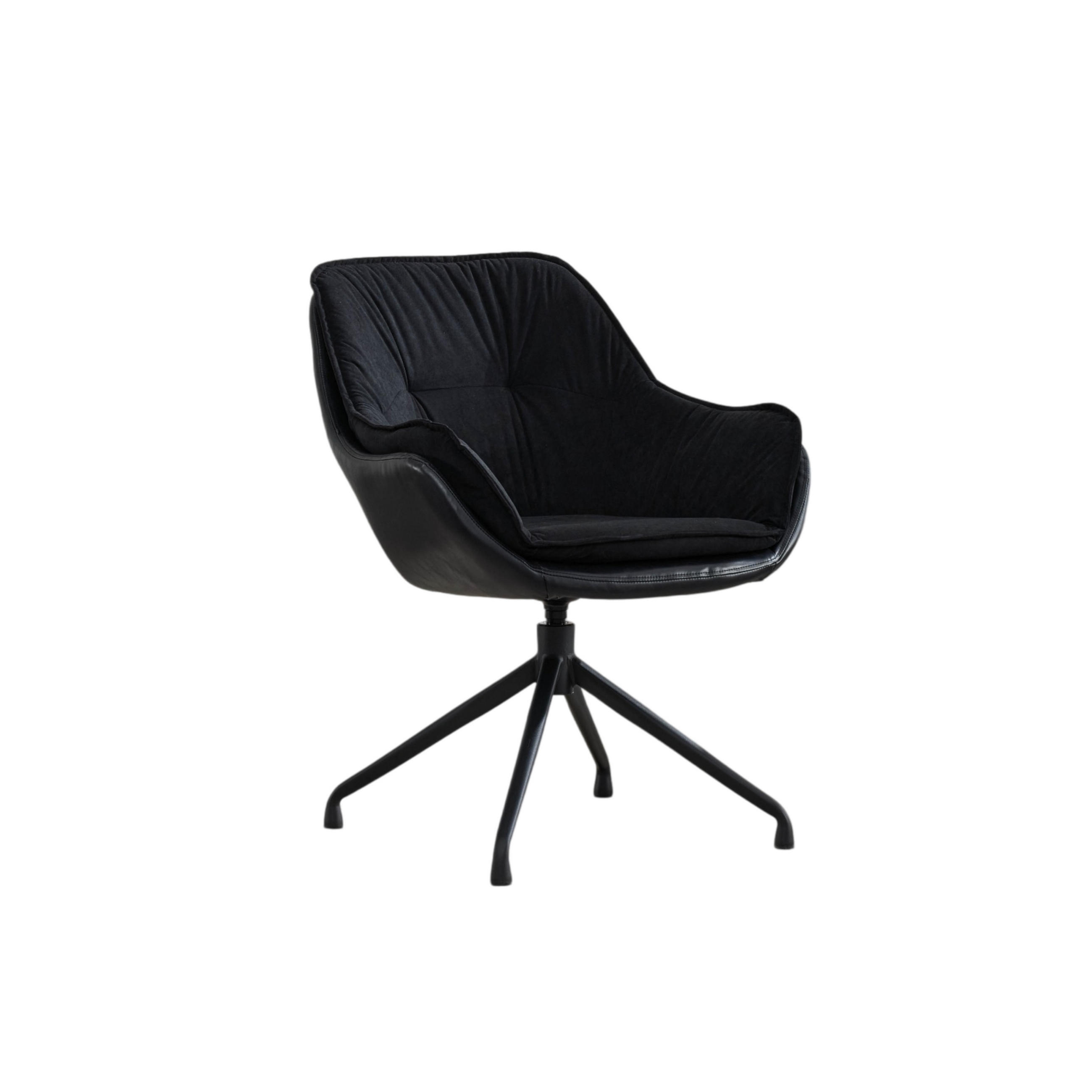 STUHL Kunstleder mit 360°-Drehfunktion, DE-42311, Schwarz - Schwarz, Metall (66/80/67.5cm) - ComfortXL