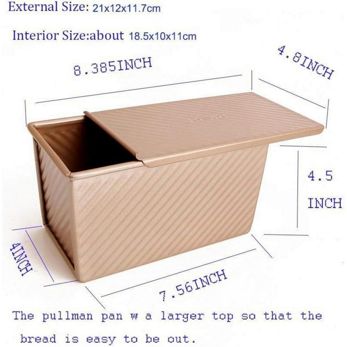 BROTBACKFORM mit Deckel 21.5 x 12.3 x 11.4 cm - Beige, Metall (21/11/12cm)