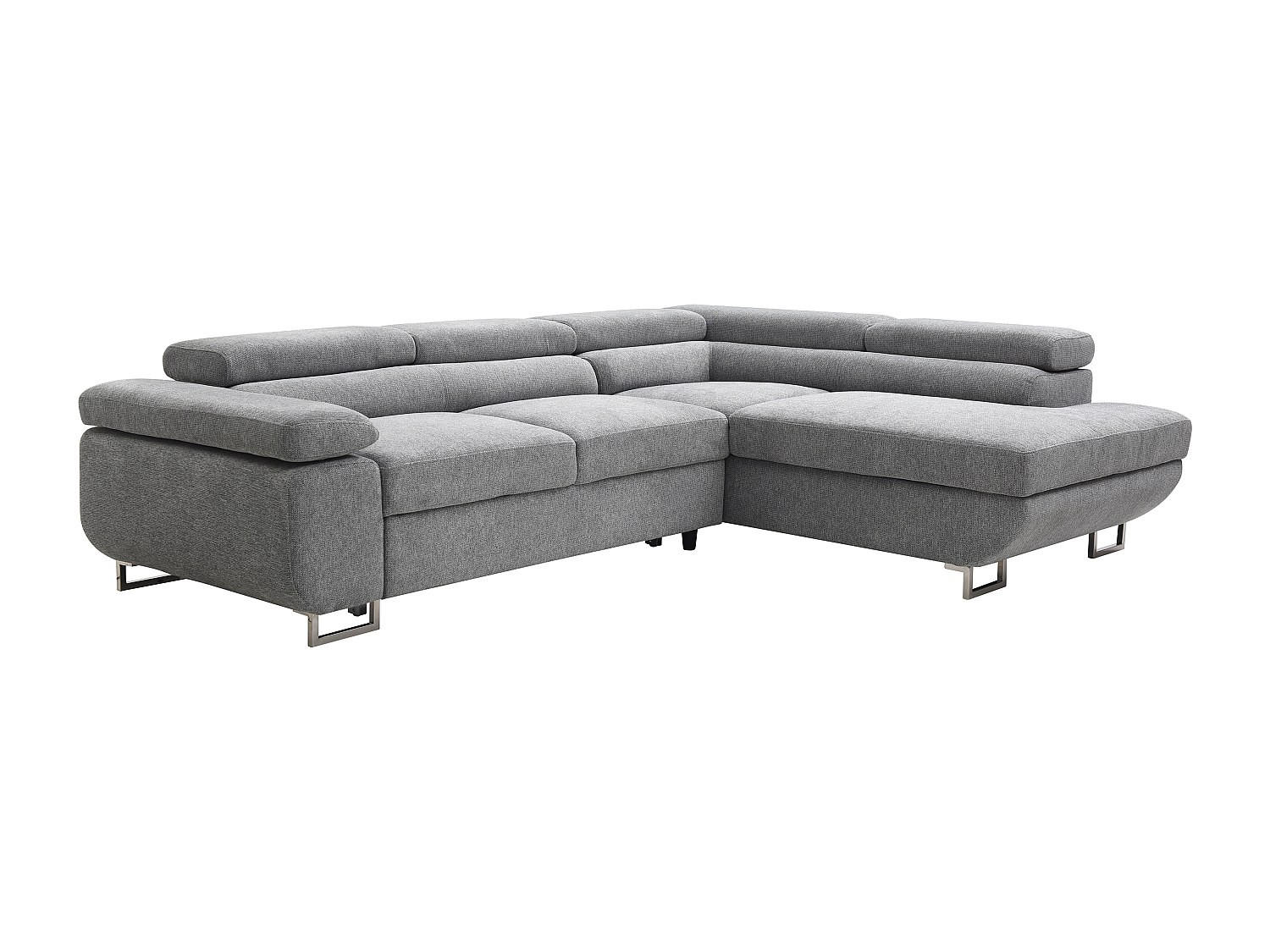 ECKSOFA mit Schlaffunktion - Ecke rechts - Strukturstoff - Grau - NURAZIO - Grau, Textil (268/202cm) - Vente-Unique