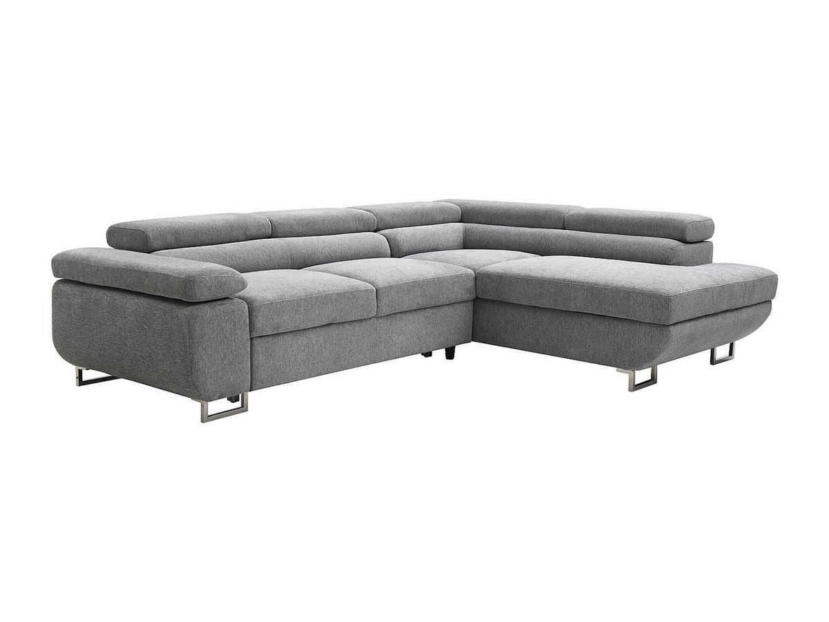 ECKSOFA mit Schlaffunktion - Ecke rechts - Strukturstoff - Grau - NURAZIO - Grau, Textil (268/202cm) - Vente-Unique