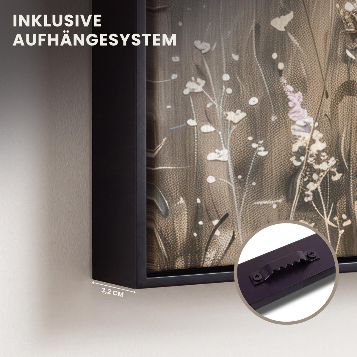 LEINWAND Bilder mit Rahmen - Blumen - Rosa - Modern - Beige - 40x60 - Beige, Textil (40/60cm) - MuchoWow
