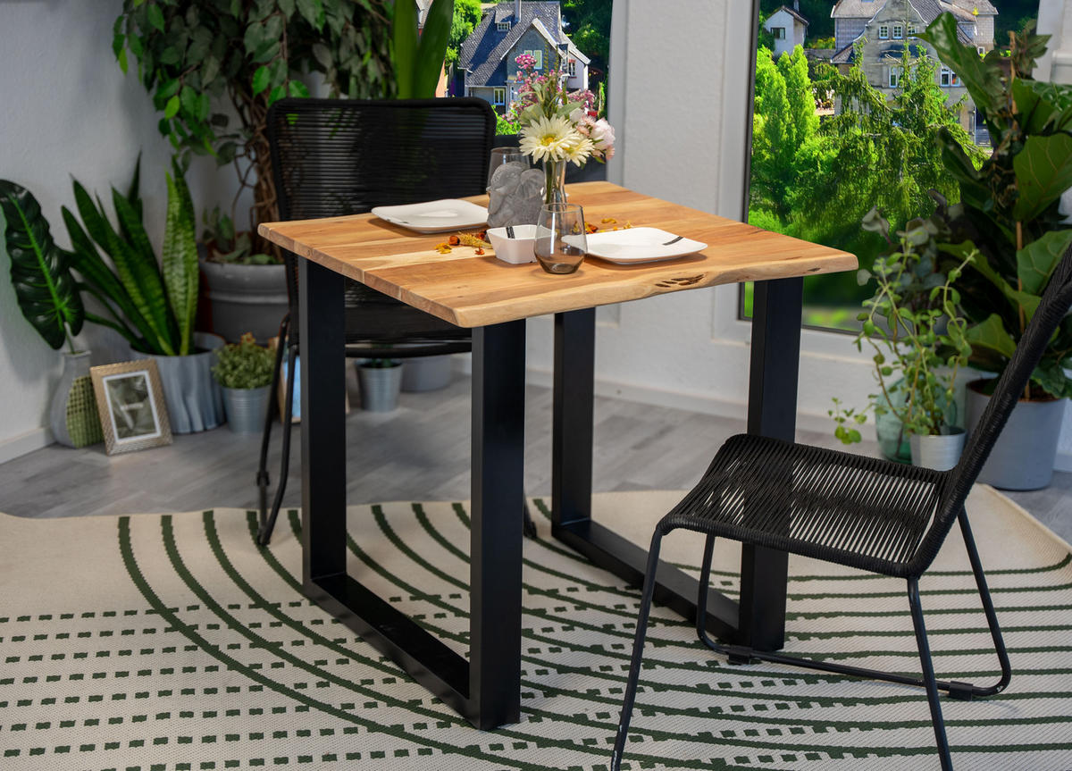 ESSTISCH MAX - Beige/Schwarz, Holz/Metall (80/80/77cm) - SAM