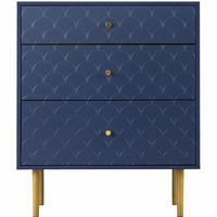 KOMMODE aus Spanplatte und Metall 75x40x89 cm Marineblau mit 3 Schubladen - Dunkelblau, Holzwerkstoff (75/89/40cm) - IVMEU