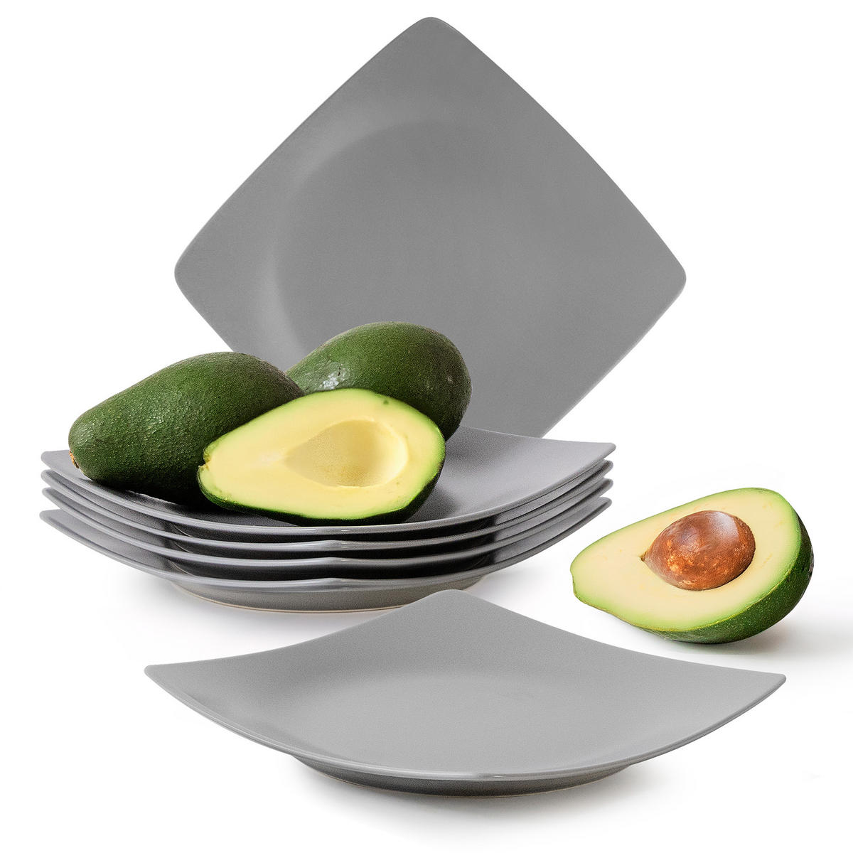 TELLERSET EPIRI Dessertteller 6 Personen 6-tlg - Grau, Keramik (21cm) - KONSIMO®
