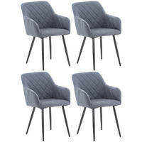 ARMLEHNENSTUHL 4er Set Stoff dunkelgrau - Dunkelgrau/Schwarz, Textil/Metall (47/84/44cm) - CLP