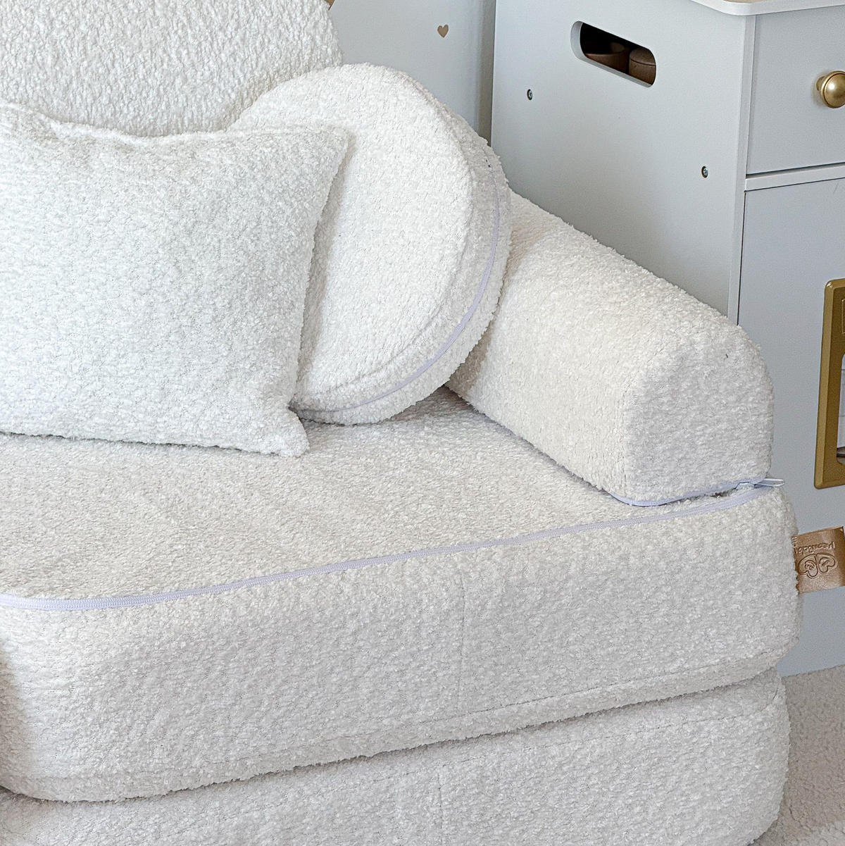 KINDERSOFA Pocket Max modular 12-tlg. aus Bouclé in Weiß - Weiß, Textil (120/25/60cm) - MeowBaby