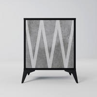 SIDEBOARD SOLID ZIG ZAG, Schwarz, 57,5x42x70,5 cm, Schwarze Metall-Sternfüße - Multicolor/Schwarz, Holzwerkstoff/Metall (57.5/70.5/42cm) - SpaceRebels