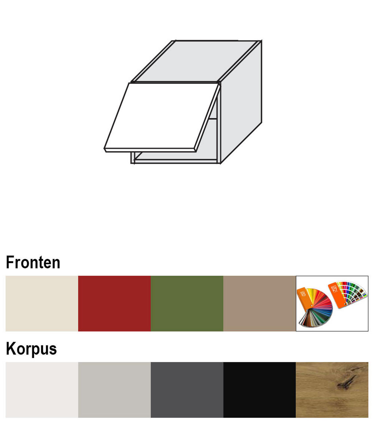 KLAPPHÄNGESCHRANK Brerra W4B/40 RAL 3002 karminrot Hochglanz / Weiß 40 / 32,5 / 36 cm - Rot/Weiß, Holz/Holzwerkstoff (40/36/32.5cm) - Feldmann-Wohnen
