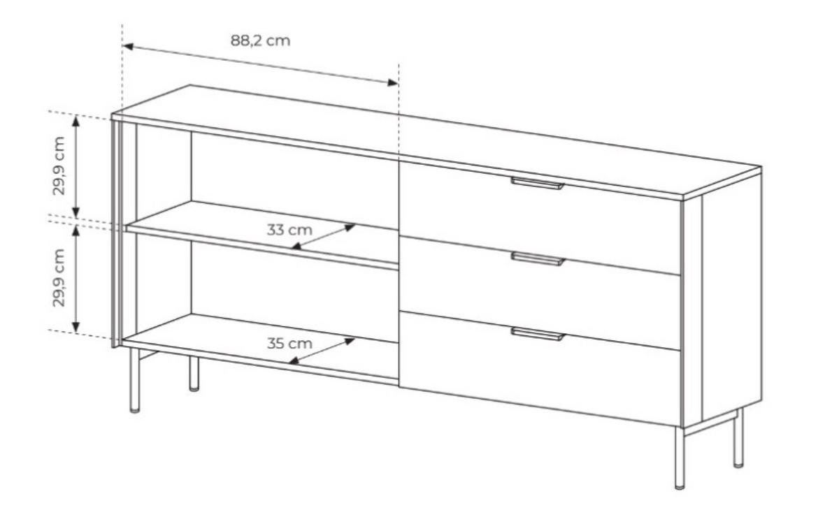 KOMMODE Kaschmir LUMIN Regale Schubladen 2D3S LED - Beige, Holzwerkstoff (181.3/82.6/39.3cm) - Sepro Meble