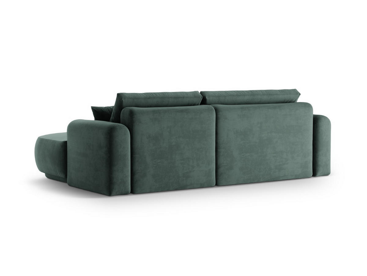 SCHLAFSOFA modular mit Bettkasten rechts Ella aus Samt petrol 5 Sitzplätze - Petrol, Textil (174/271cm) - Micadoni