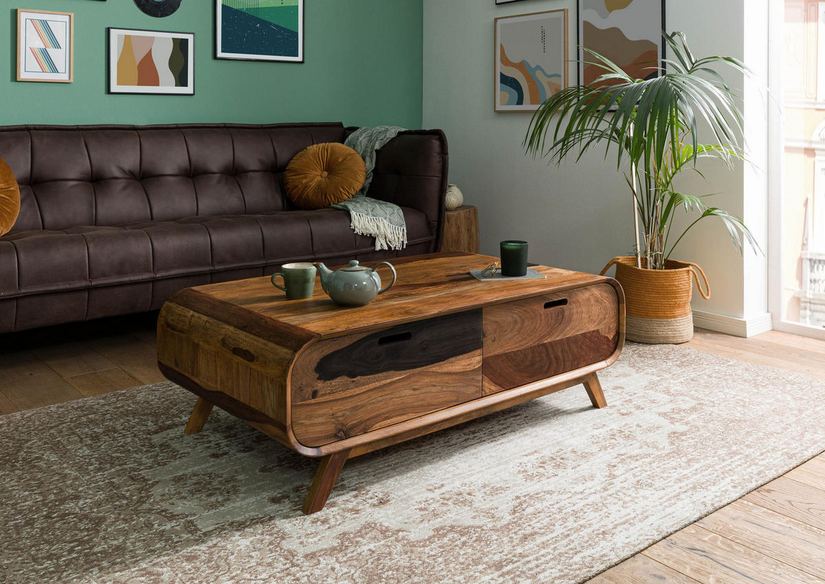 COUCHTISCH Sheesham 120x70x40 dunkelbraun lackiert MAILAND #135 - Dunkelbraun, Holz (120/70/40cm) - Massivmoebel24