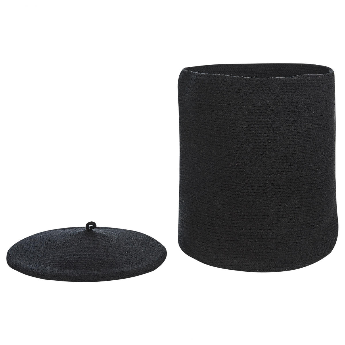 KORB mit Deckel Baumwolle schwarz Silopi - Schwarz, Textil (44/52/44cm) - Beliani
