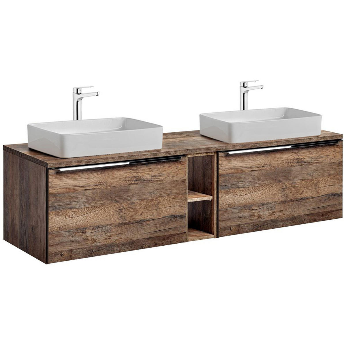 BADMÖBEL-SET 6-TLG. Puebla-56 - Braun, Holzwerkstoff (180/60/46cm) - Lomado