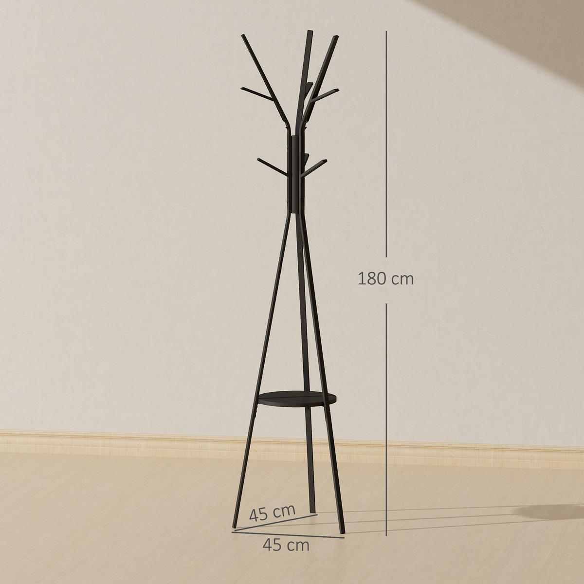 KLEIDERSTÄNDER - Schwarz, Holzwerkstoff/Metall (45/180/45cm) - HOMCOM