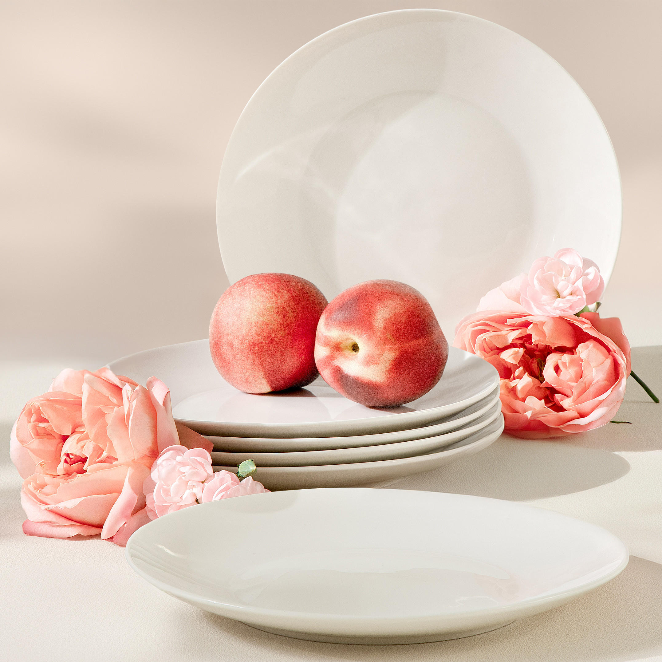 TELLER-SET DESSERTELLERSET AD BELLA 6-tlg ,Porzellan, ecru - Ecru, Keramik (20cm) - KONSIMO®