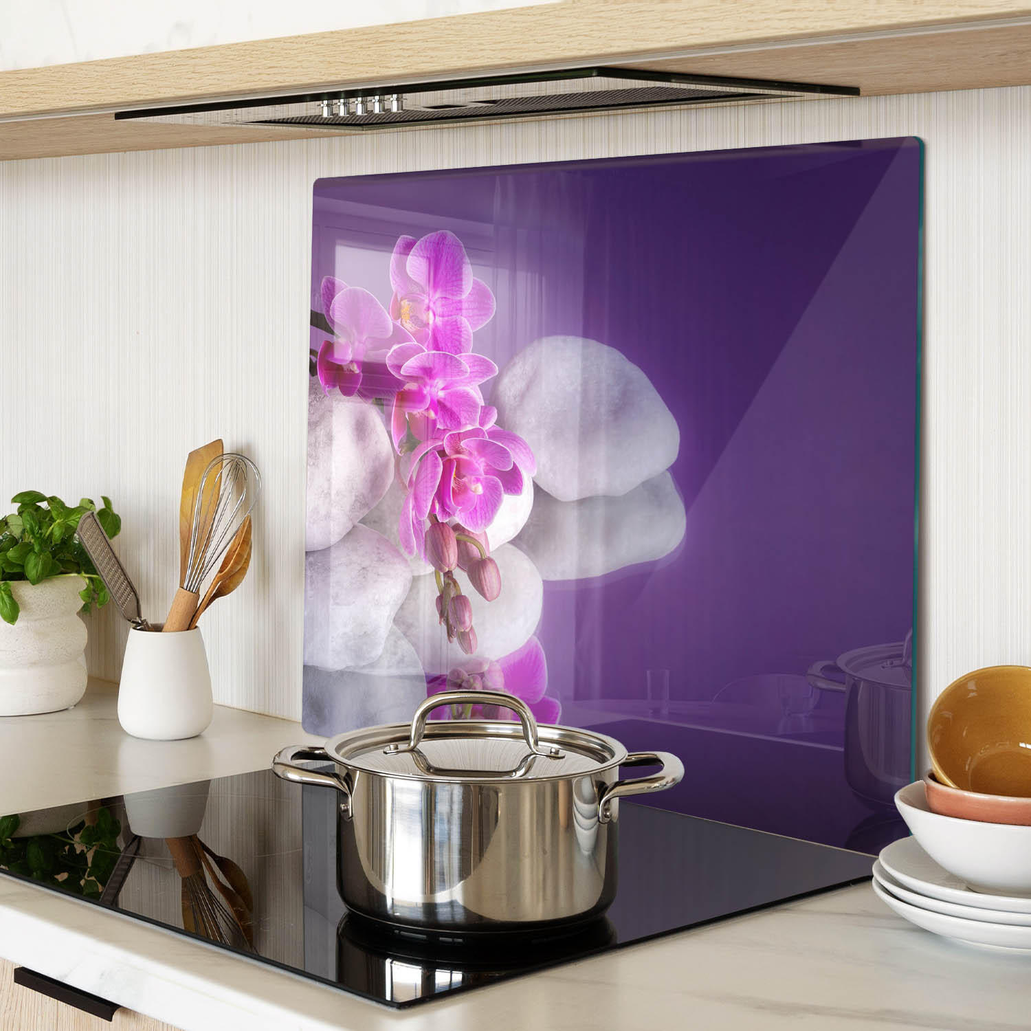 GLASPLATTE 60x52 cm Orchidee - Lila, Glas (60/0.4/52cm) - TULUP