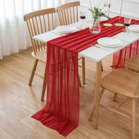 TISCHLÄUFER Chiffon Rot 400 x 70 cm - Rot, Textil (400/70/1.5cm)