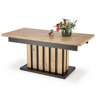 WOHNZIMMERTISCH Barreti Eiche Artisan / schwarz 130-170 / 65 / 65-78cm - Eichefarben/Schwarz, Holz/Holzwerkstoff (65/170/78cm) - Feldmann-Wohnen