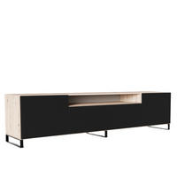 TV-SCHRANK Schwarz LION Metallbeine 200 cm - Schwarz/Eiche Artisan, Holzwerkstoff (200/53/41cm) - Sepro Meble