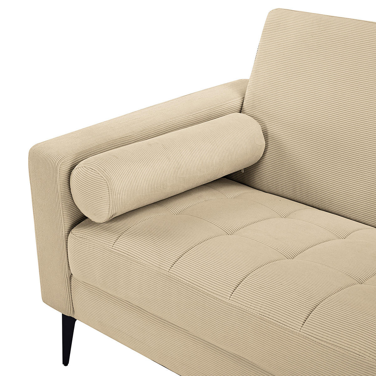 2-SITZER SOFA - Beige - Cord - Stahl - 142 x 82 x 76 cm - Beige/Schwarz, Textil/Metall (142/82/76cm) - home24