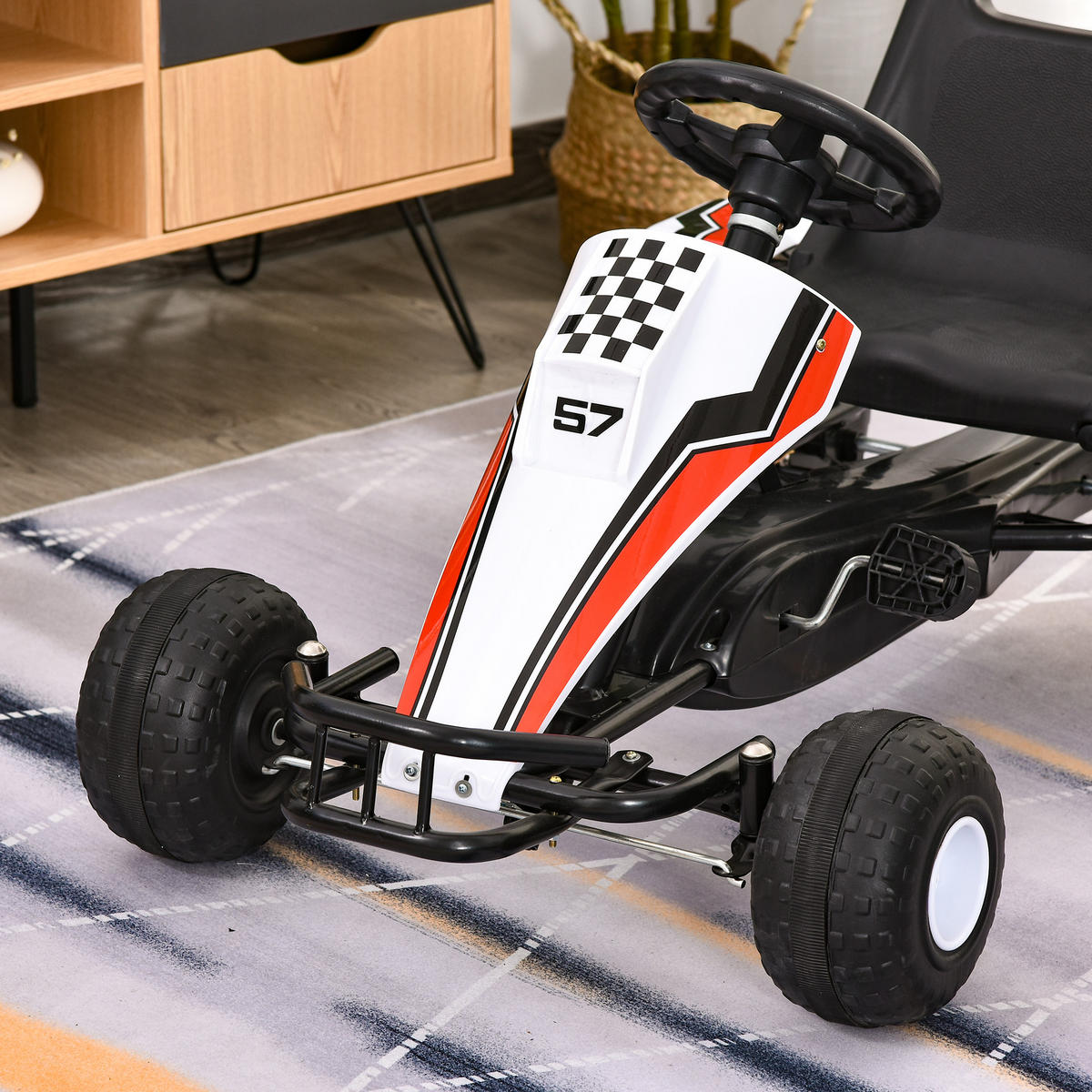 GOKART DE-06082 mit verstellbarem Sitz und Bremse Weiß - Weiß, Metall (104/66/57cm) - ComfortXL