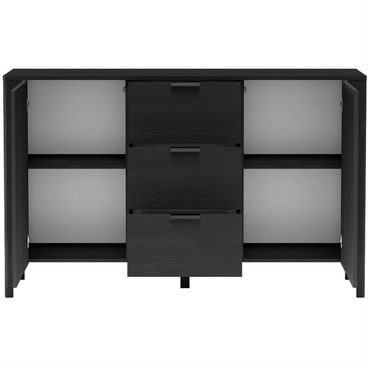 SIDEBOARD Lume mit 3 Schubladen und 2 Türen, schwarz - Schwarz, Holzwerkstoff/Metall (153/95/40.5cm) - Beautysofa