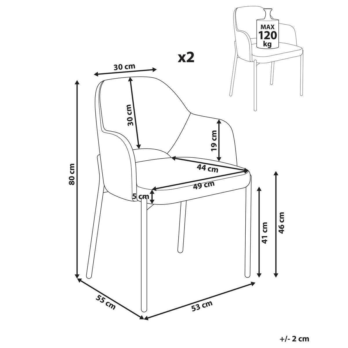 ESSZIMMERSTUHL 2er-Set Olivgrün Raton - Schwarz/Grün, Textil (53/81/55cm) - Beliani