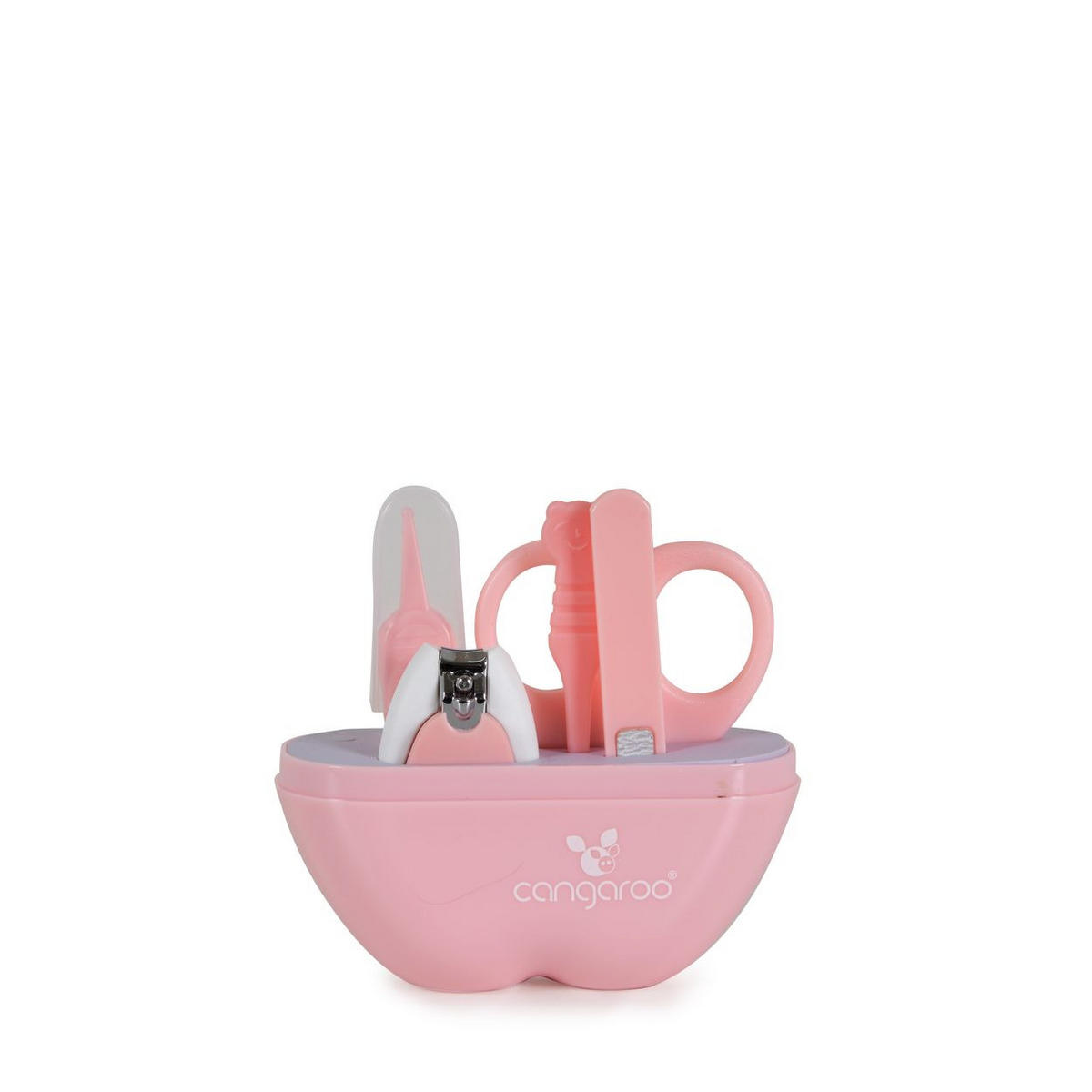 NAGELPFLEGESET Apfel rosa Nagelschere, Nagelknipser, Nagelfeile, Pinzetten, Reiseetui, ab Geburt - Rosa, Metall (10/4cm) - Cangaroo