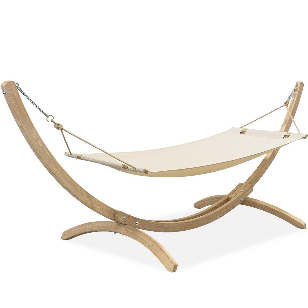 HÄNGEMATTE mit Gestell CORRELO ,Creme - Creme, Holz/Textil (395/143/145cm) - KONSIMO®