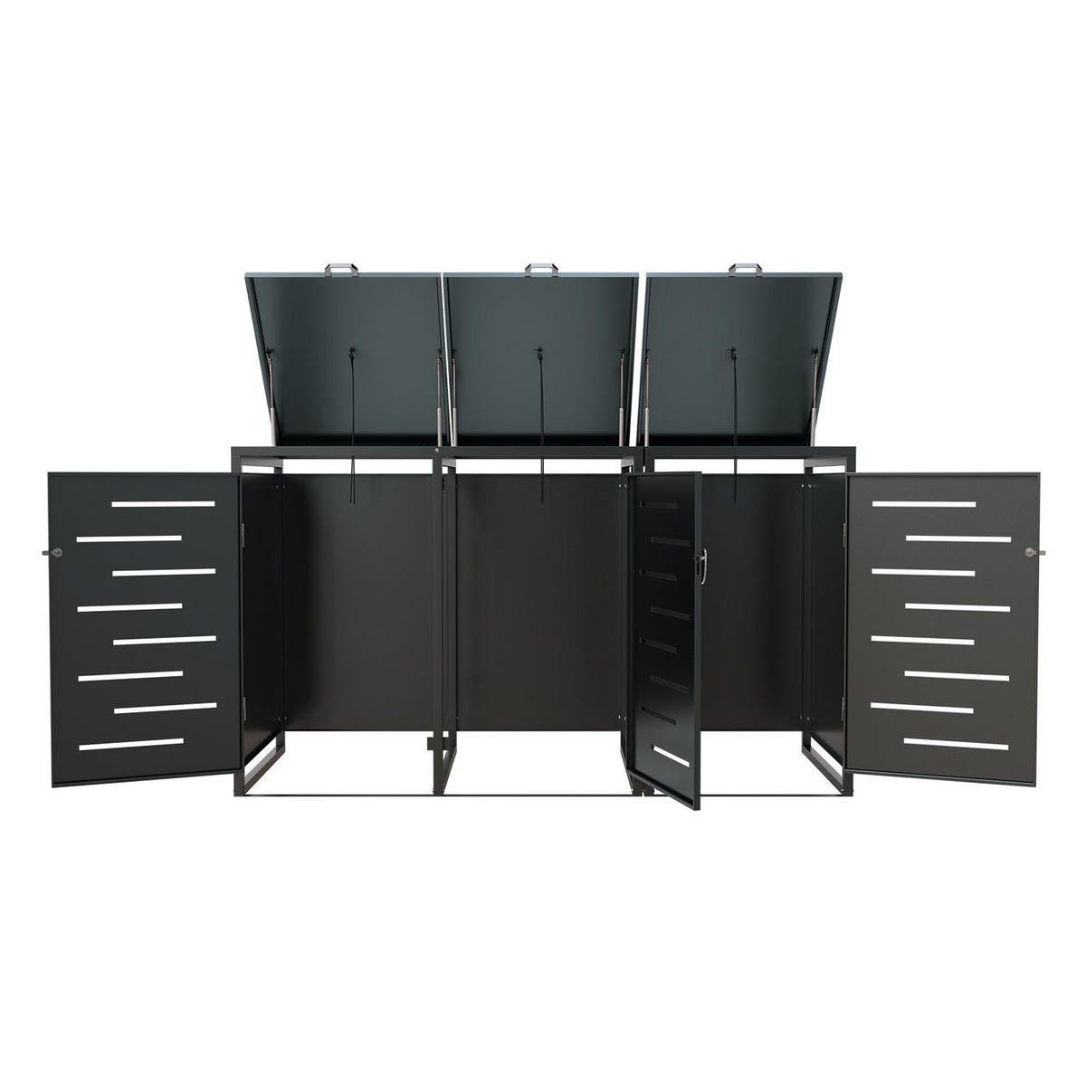 MÜLLTONNENBOX Arel 3er-Set - Anthrazit, Metall (197/116/80cm) - Juskys