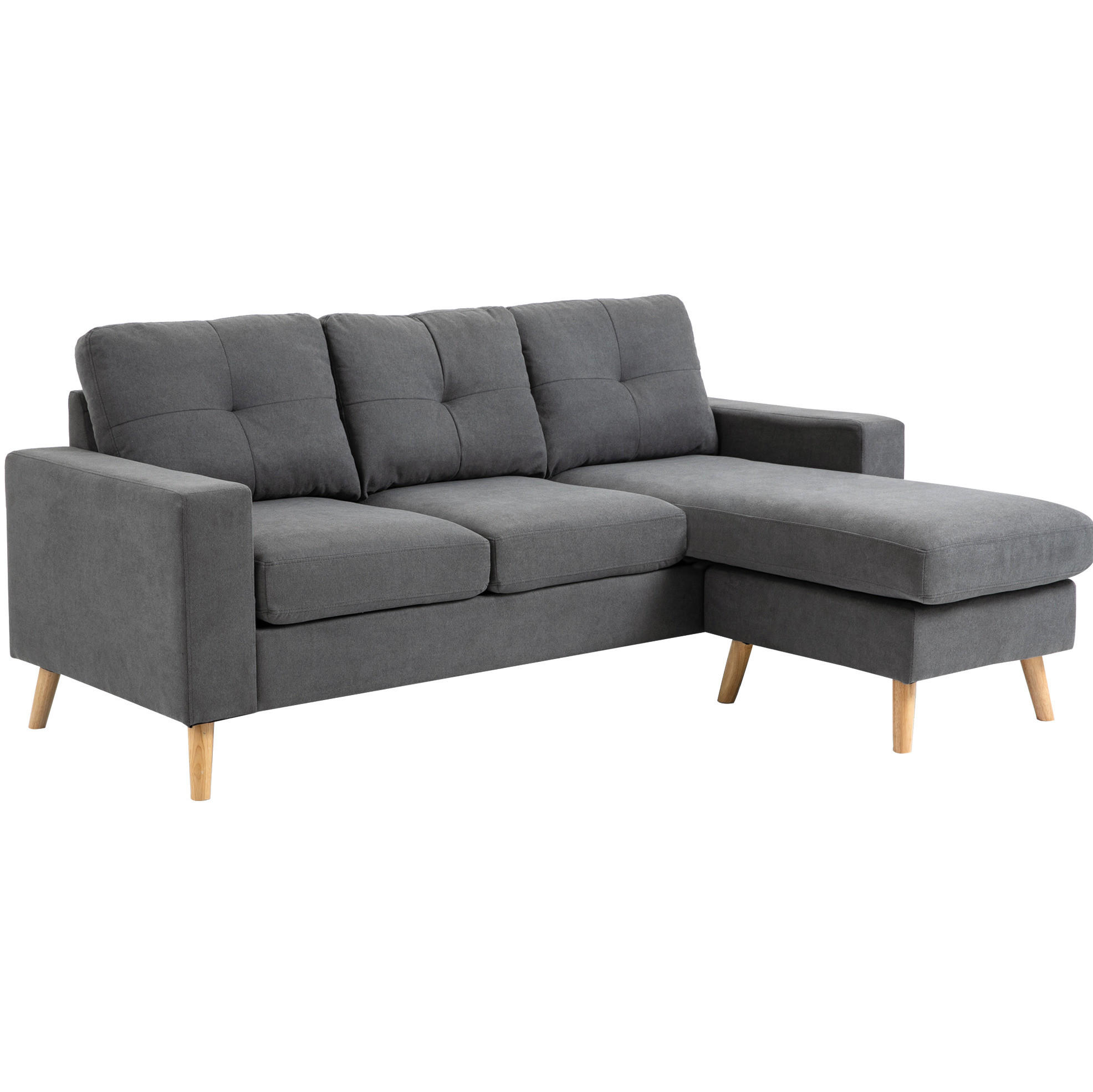 ECKSOFA aus Leinen 193x136x85 cm in Grau mit Chaiselongue - Grau, Textil (136/193cm) - Modfu