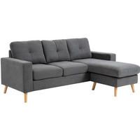 ECKSOFA aus Leinen 193x136x85 cm in Grau mit Chaiselongue - Grau, Textil (136/193cm) - Modfu