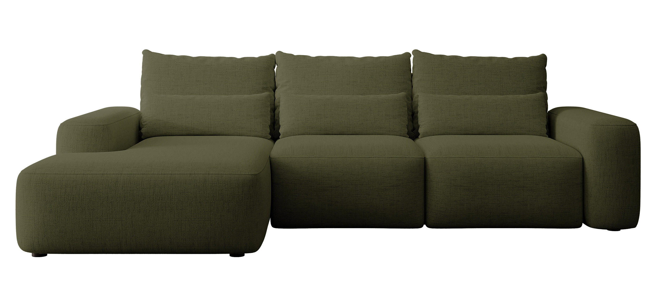 ECKSOFA Carnos Chenille-Bezug in Olivgrün - Olivgrün, Textil (264/162cm) - Selsey