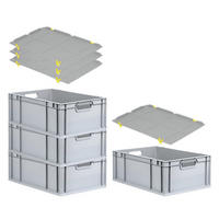 EUROBOX 4x Nextgen Economy Mit Auflagedeckel Grau/Gelb Griffe Offen 44 Liter - Gelb, Kunststoff (40/22/60cm) - PROREGAL