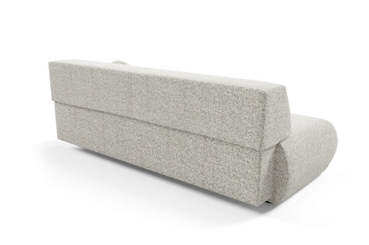 BETTSOFA DELTA Hellgrau Geflochtener Stoff mit Schlaffunktion - Hellgrau, Holz (214/74/100cm) - MASSENO