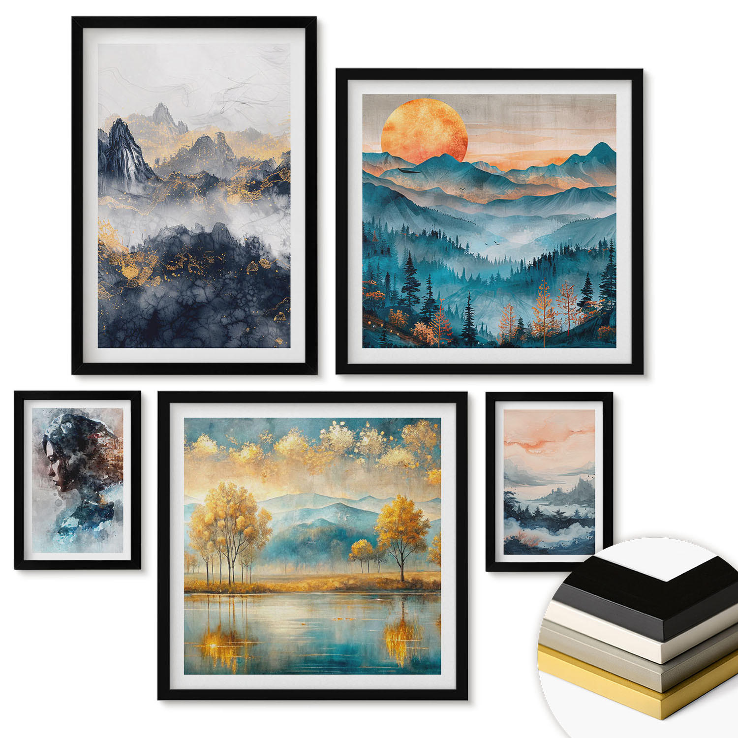 ArtPrintCave Wandbilder Schwarz 40x60 cm