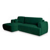 ECKSOFA SENTI K L-S Grün Plüsch-Stoff mit Schlaffunktion - Grün, Holz (246/148cm) - MASSENO