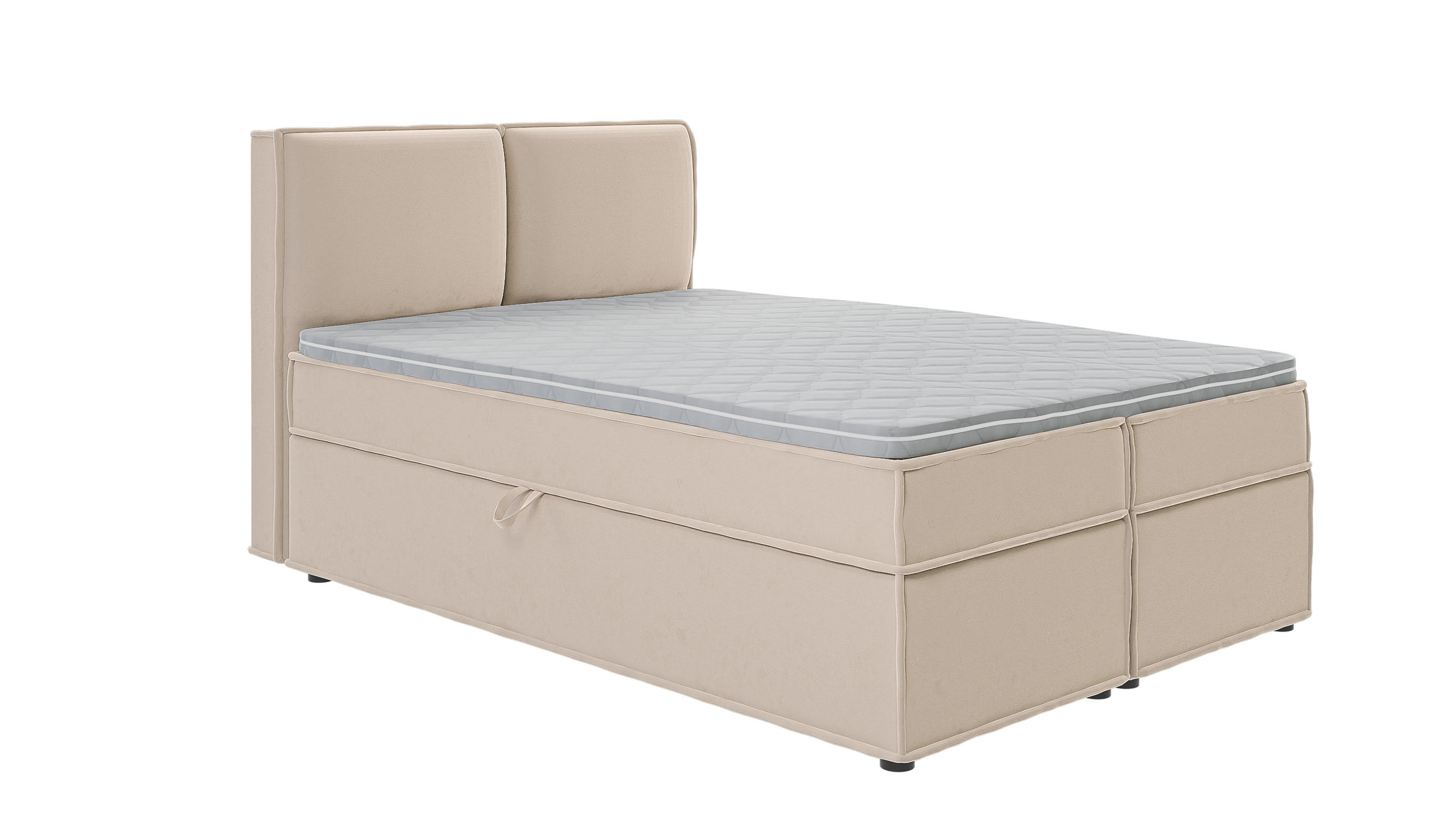 BOXBETT Eclipse 140/200 cm Beige Luxusmicrofaser - Beige/Schwarz, Holz/Kunststoff (140/200cm) - S-Style Möbel