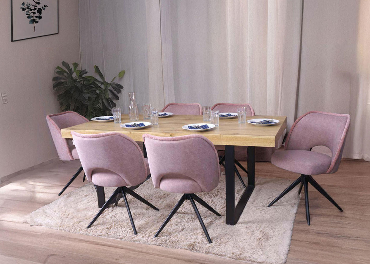 ESSZIMMERSTUHL Altrosa 6er-Set - Altrosa, Textil (54/84/60cm) - MCW