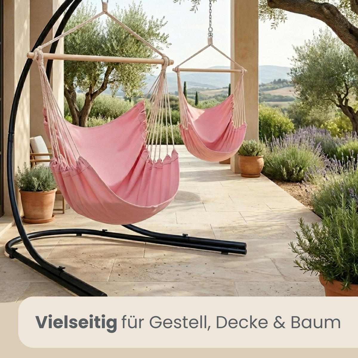 XXL HÄNGESESSEL 185/130 cm Belastbar bis 150 kg Rosa - Rosa, Textil (130/155/185cm) - Amanka