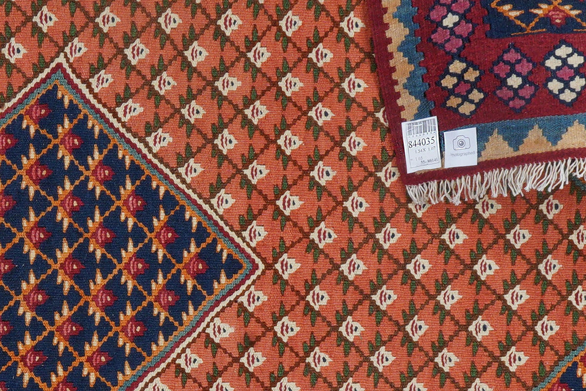 HANDWEBTEPPICH Kelim Senneh Orange 154/107 cm Schurwolle - Orange, Textil (107/154cm) - Looma
