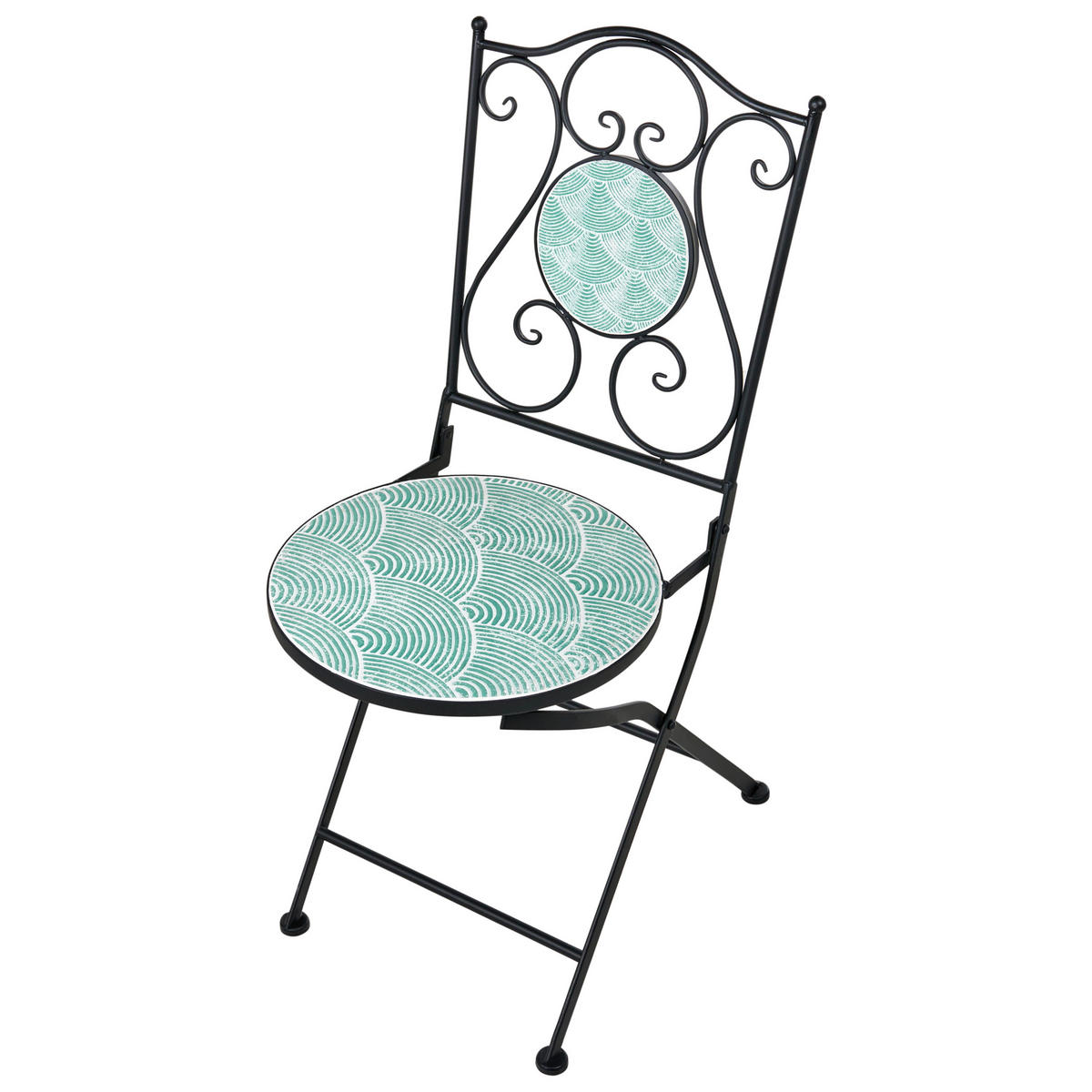 GARTENSTUHL 2er-Set Blaugrün Anapo - Schwarz/Grün, Metall (39/87/47cm) - Beliani