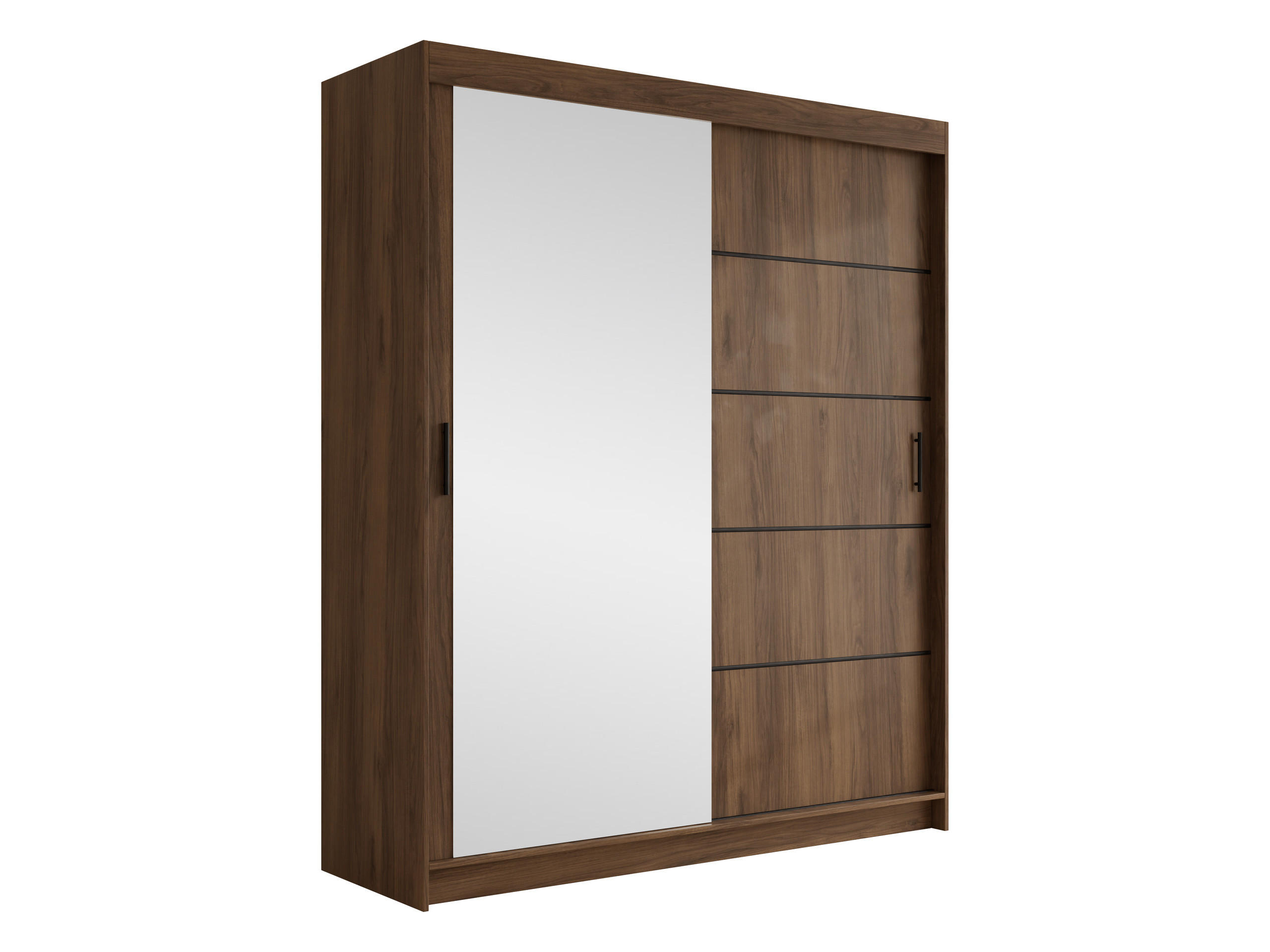 SCHIEBETÜRENSCHRANK Infinity III 180 - Nussbaumfarben/Schwarz, Holzwerkstoff/Kunststoff (180/200/58cm) - MIRJAN24