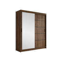 SCHIEBETÜRENSCHRANK Infinity III 180 - Nussbaumfarben/Schwarz, Holzwerkstoff/Kunststoff (180/200/58cm) - MIRJAN24