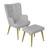 OHRENSESSEL mit Hocker,Hellgrau - Hellgrau, Metall (53/99.5/68cm)